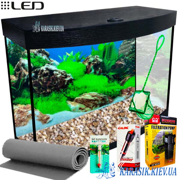 Аквариумный Комплект LED SMOB-80 - 60*30*49 Черный