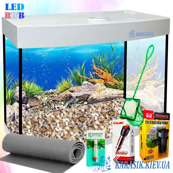 Аквариумный Набор LED RWB Овал - Белый 40 л. 40*25*44