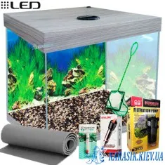 Аквариумный Комплект КУБ LED - 27 Дуб Серый 30*30*34
