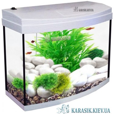 Аквариум с Крышкой О-25 LED Овал - Белый Дуб