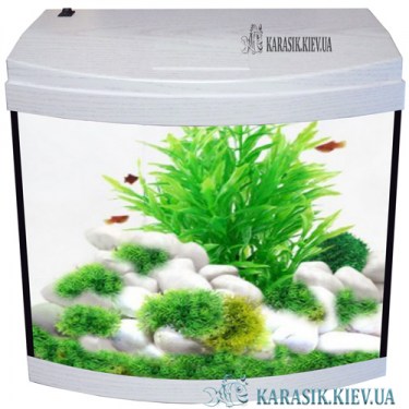 Аквариум с Крышкой О-25 LED Овал - Белый Дуб