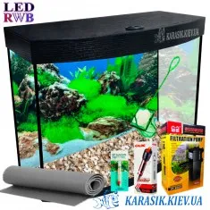 Аквариумный Набор LED RWB Овал - Черный 50 л.50*30*39