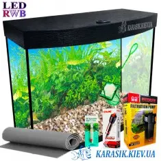 Аквариумный Набор LED RWB Овал - Черный 45 л.50*30*34