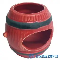Декор для Аквариума - Бочка Красная