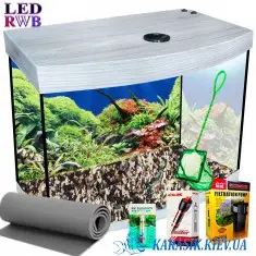 Аквариумный Набор LED RWB Овал - Дуб  Серый 25 л. 40*25*30