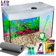 Аквариумный Набор LED RWB Овал - Дуб  Серый 40 л.40*30*44