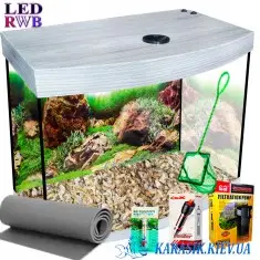 Аквариумный Набор LED RWB Овал - Дуб  Серый 80л.60*30*49