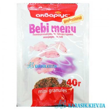 Корм для Мелкой рыбки Гранулы Беби-Меню Аквариус