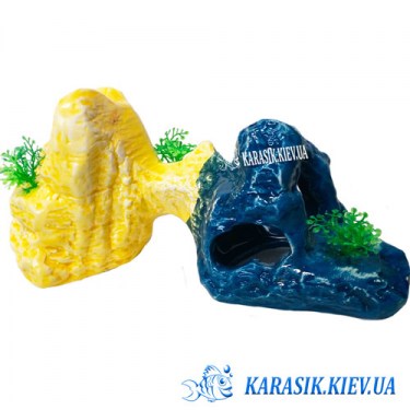 Купить скалу для аквариума Желто Синяя
