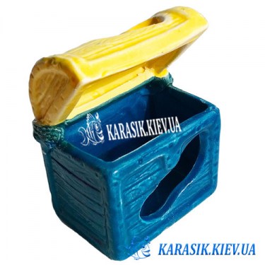 Декор для Аквариума Сундук Желто Голубой - 620