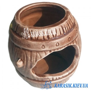 Декор для Аквариума - Бочка Коричневая