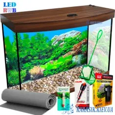 Аквариумный Набор LED RWB Овал - Орех 50 л.60*30*34