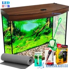 Аквариумный Набор LED RWB Овал - Орех 60 л.60*30*39